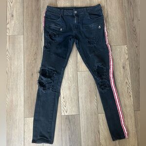 SKINN Black and Red Skinny Jeans with Distinctive Style